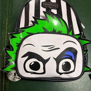 Beetlejuice Striped Backpack - Black, White, Green, Blue